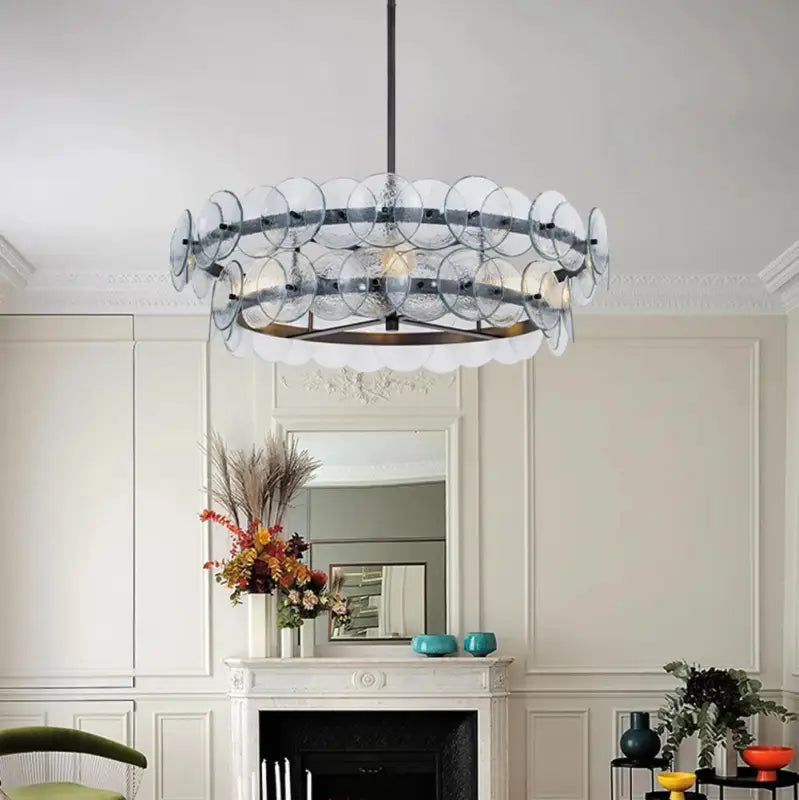 Suspension luminaire moderne ronde en disques de verre