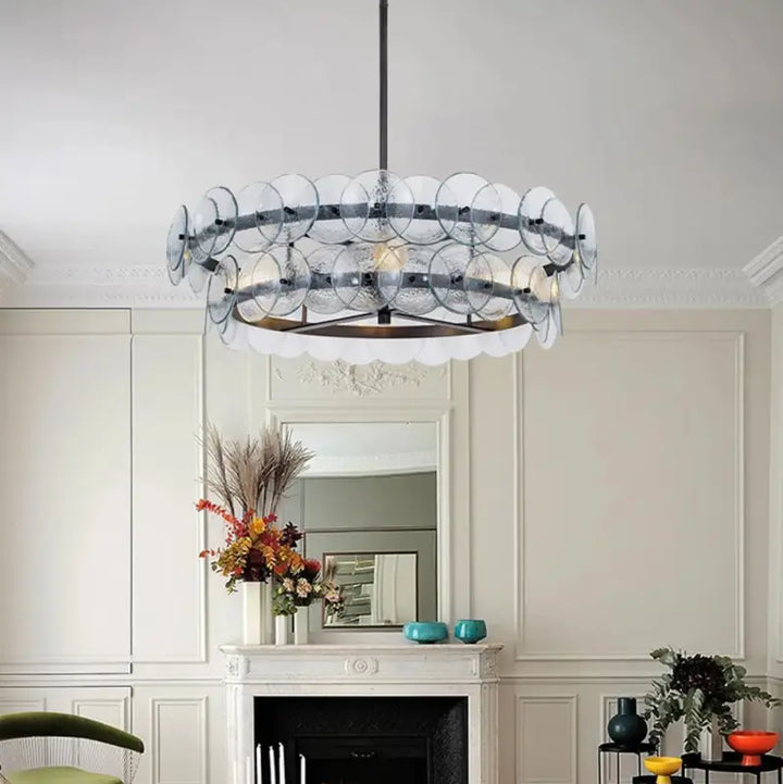 Suspension luminaire moderne ronde en disques de verre