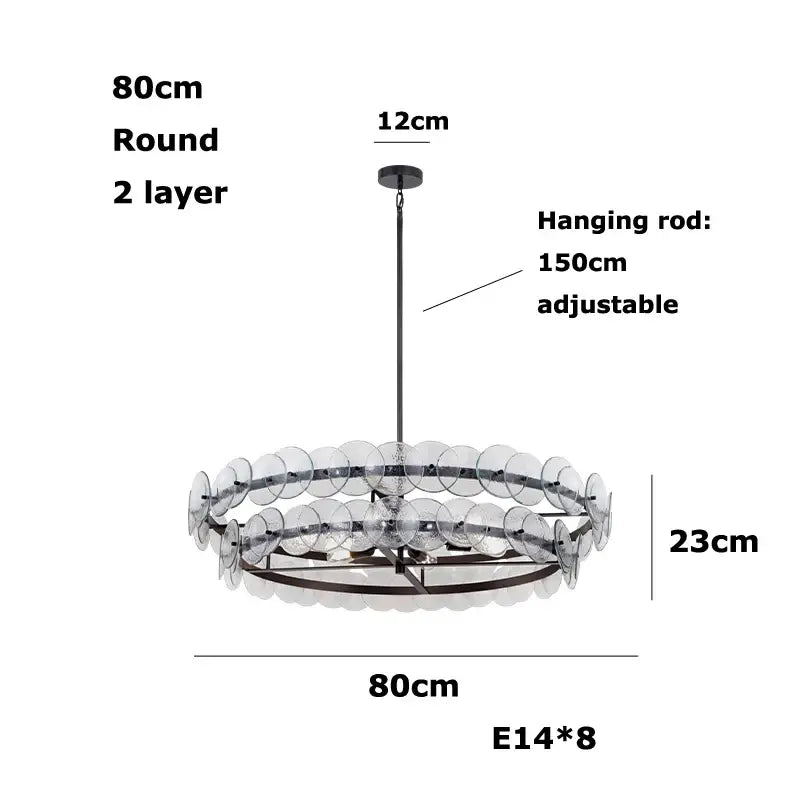 Suspension luminaire moderne ronde en disques de verre