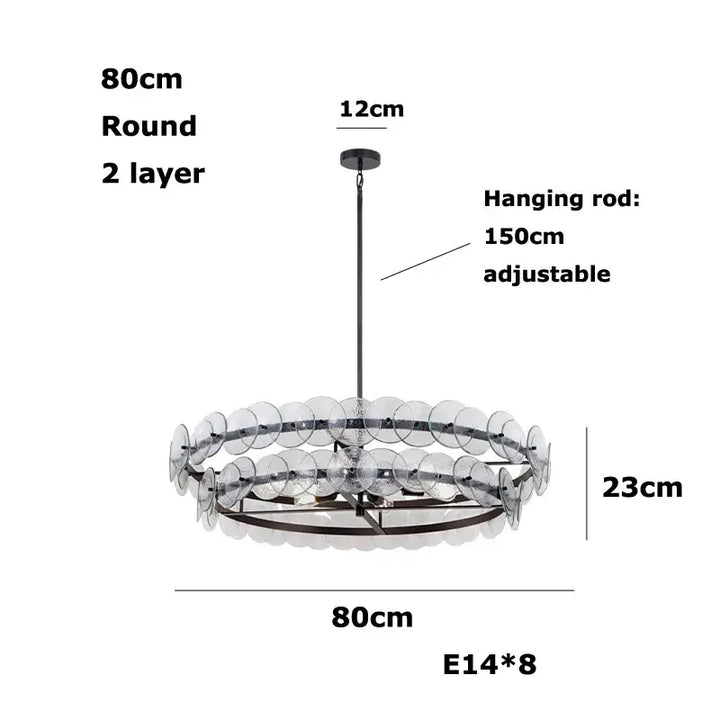 Suspension luminaire moderne ronde en disques de verre