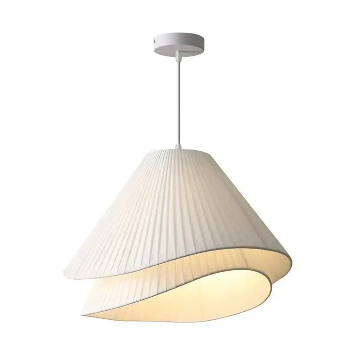 Suspension Luminaire Moderne En Tissu Blanc Plissé Design Élégant