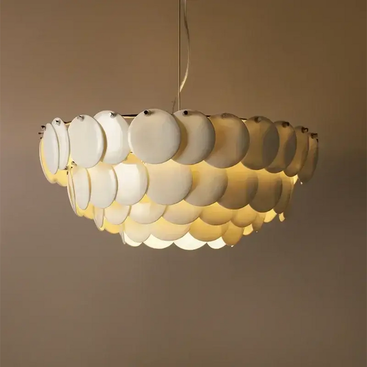 Suspension luminaire moderne en verre blanc sculpté élégant