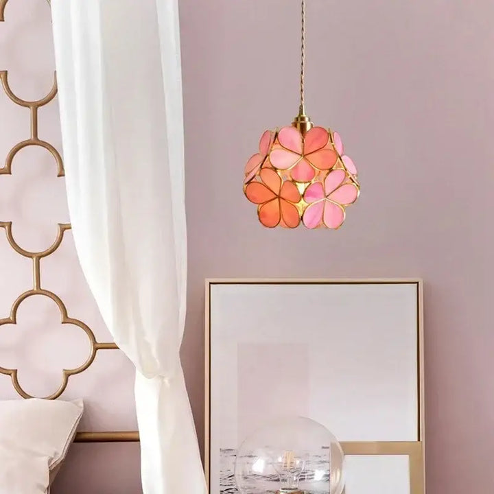Suspension Luminaire Moderne En Verre Coloré Fleur Design
