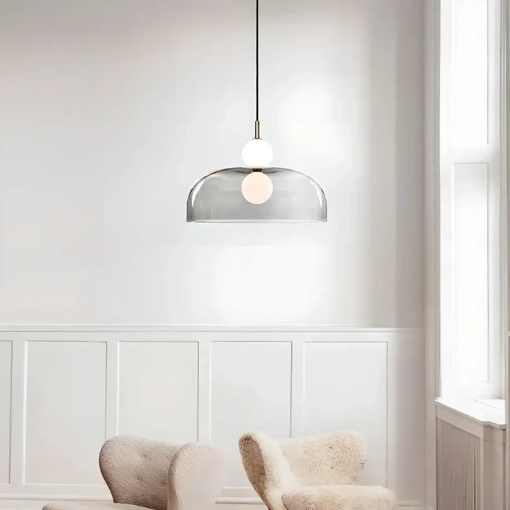Suspension luminaire moderne en verre courbé transparent