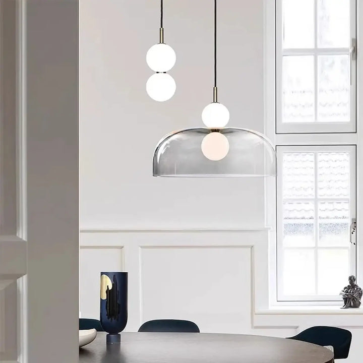 Suspension luminaire moderne en verre courbé transparent