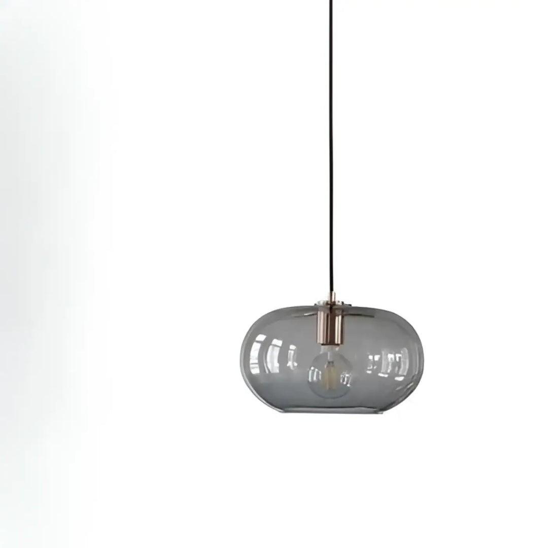 Suspension luminaire moderne sietra en verre fumé gris avec fixation métallique cuivrée