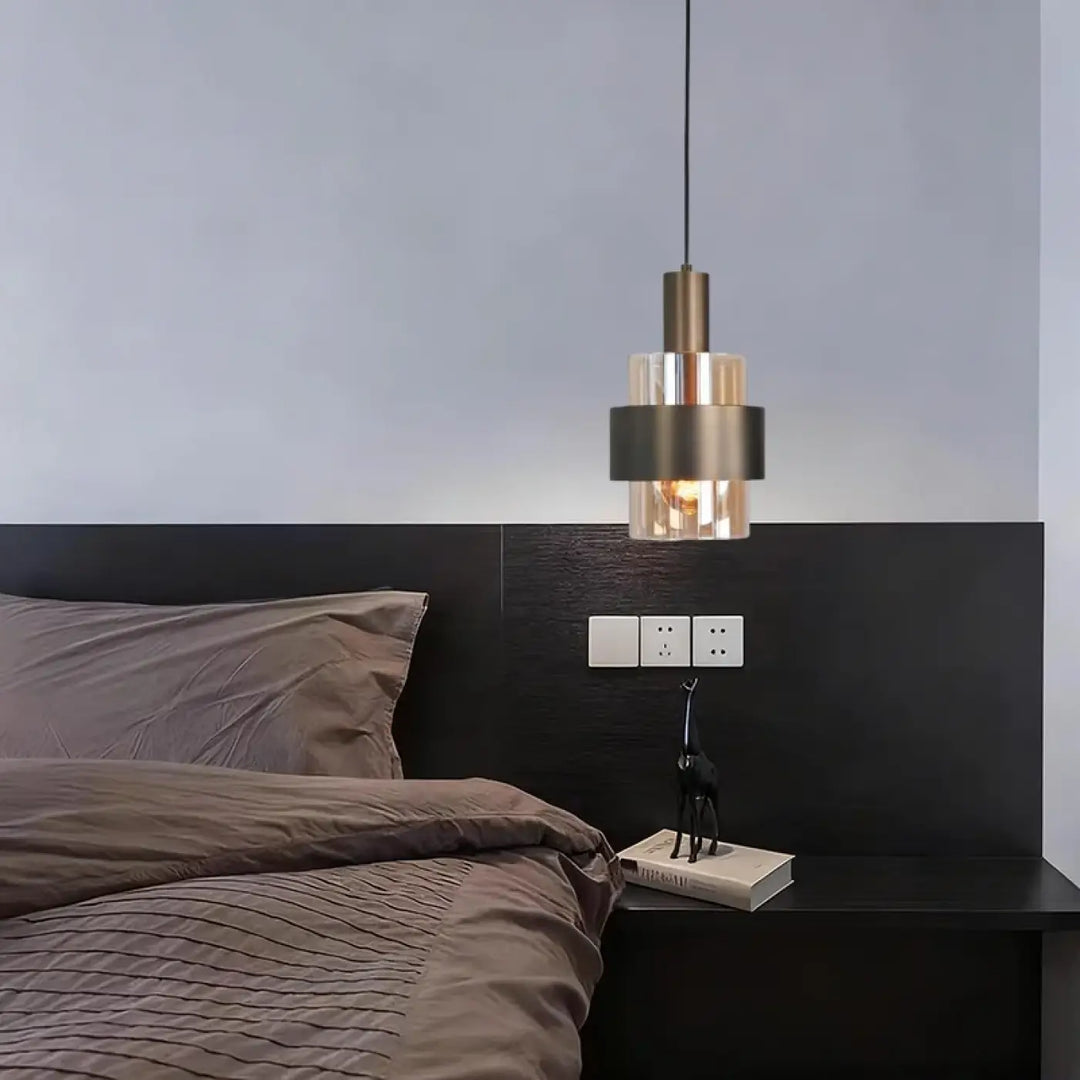 Suspension luminaire moderne en verre et métal design minimaliste