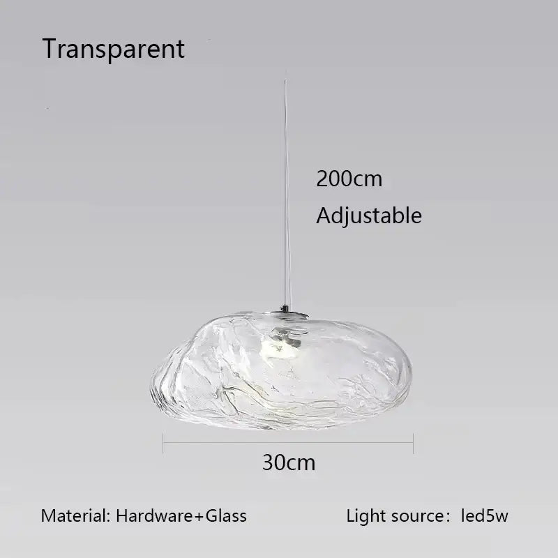 Suspension luminaire moderne en verre texturé forme galet