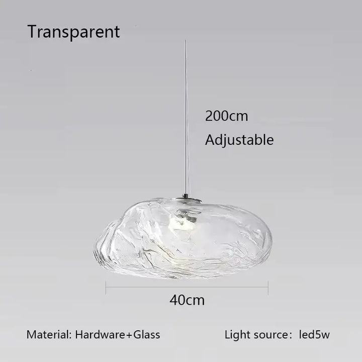 Suspension luminaire moderne en verre texturé forme galet