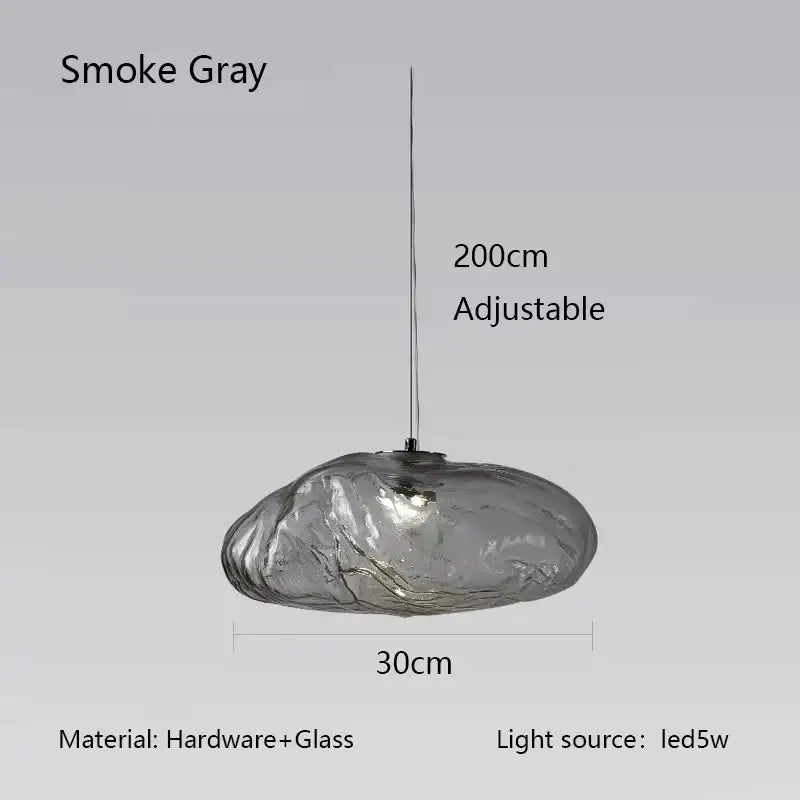 Suspension luminaire moderne en verre texturé forme galet