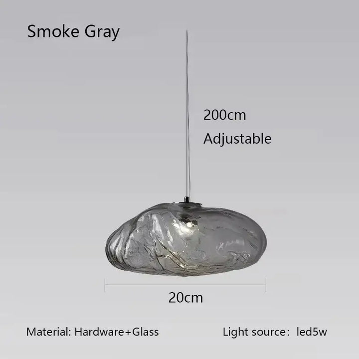 Suspension luminaire moderne en verre texturé forme galet