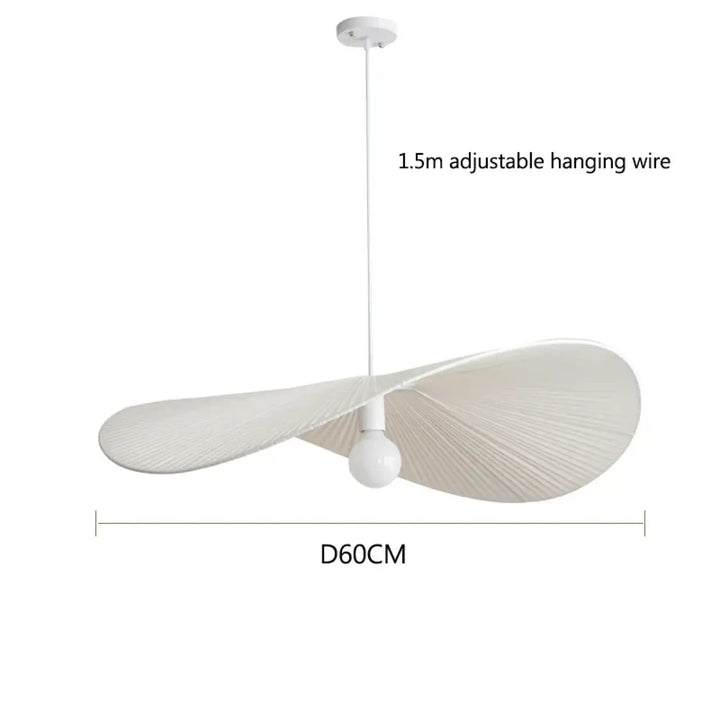 Suspension luminaire ondulée style japandi bois clair beige