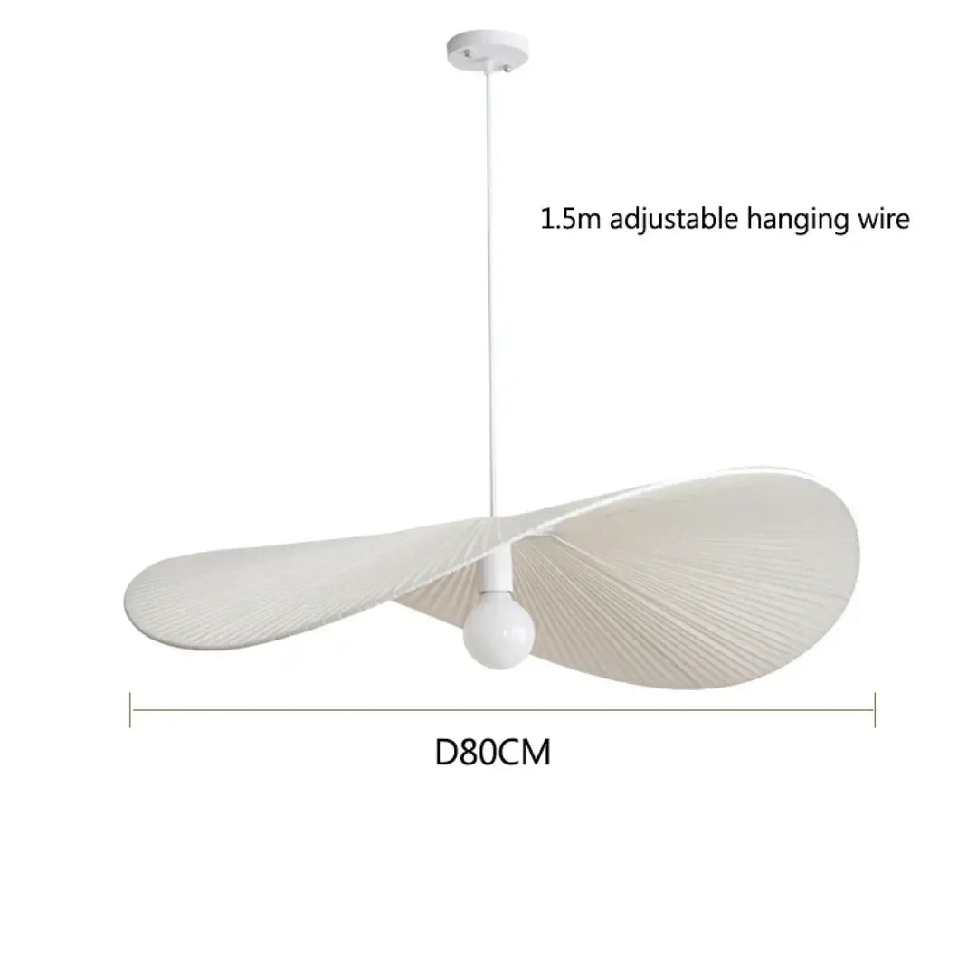 Suspension luminaire ondulée style japandi bois clair beige