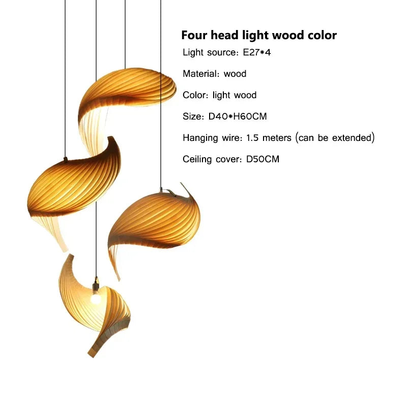 Suspension organique en bois sculptural ambiance chaleureuse