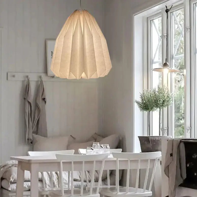 Suspension luminaire origami papier blanc style scandinave
