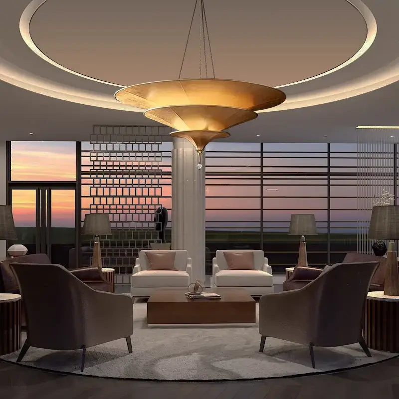 Suspension luminaire original doré inspiré du design oriental

