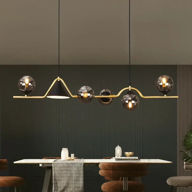 Suspension luminaire originale à boules en verre fumé style élégant