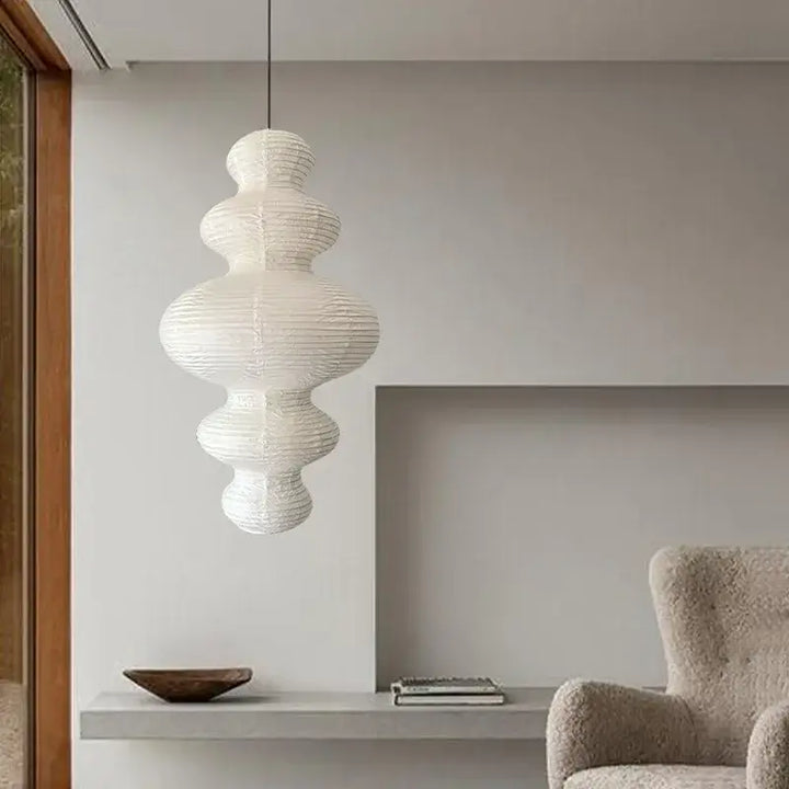 Suspension luminaire en papier design moderne blanc épuré