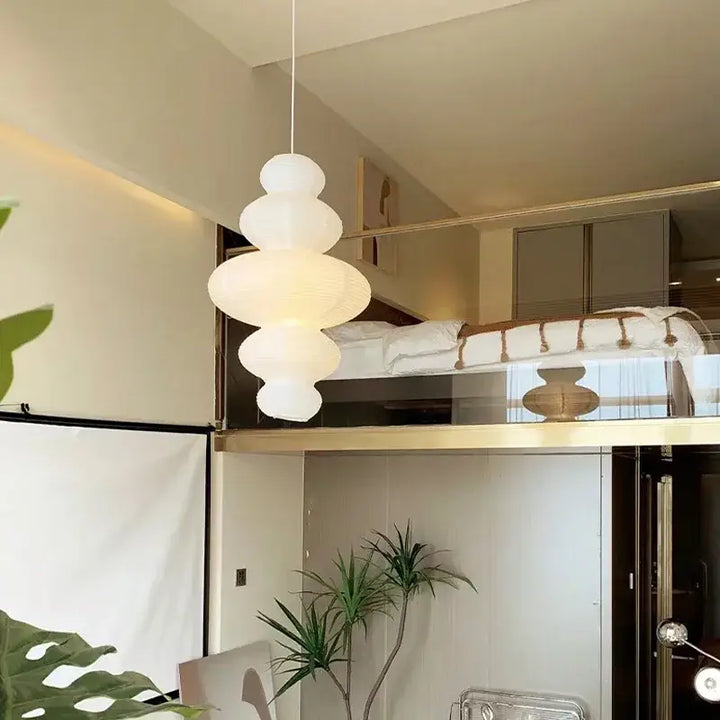 Suspension luminaire en papier design moderne blanc épuré