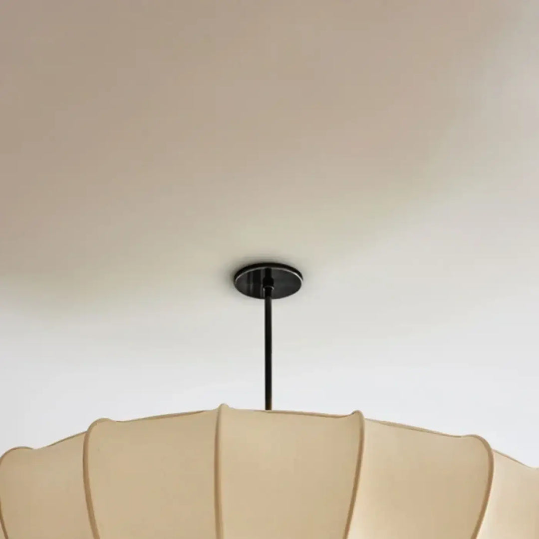 Suspension Luminaire Parapluie Blanc Avec Support Noir Minimaliste
