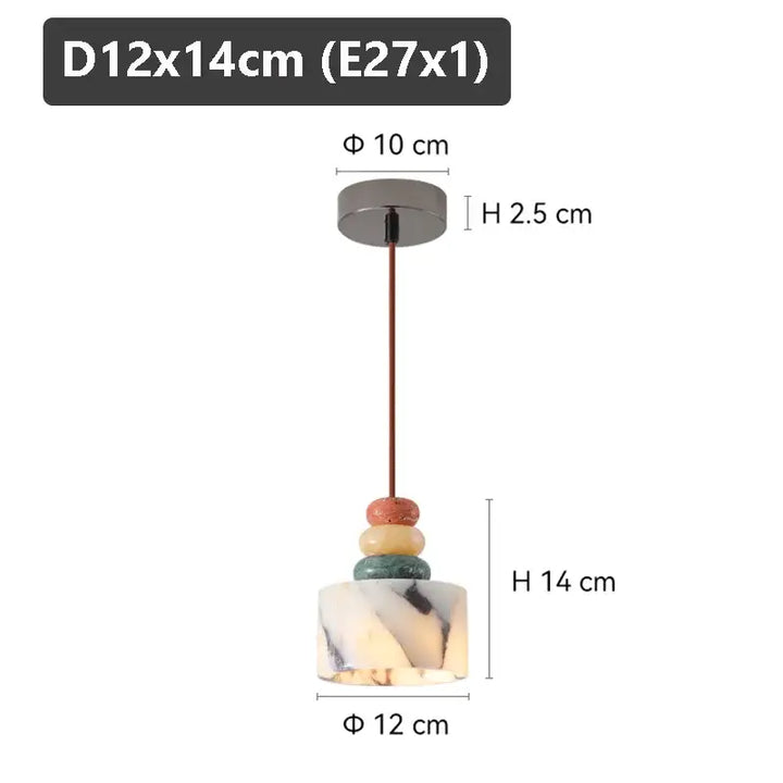 Suspension luminaire en pierre naturelle colorée aspect brut