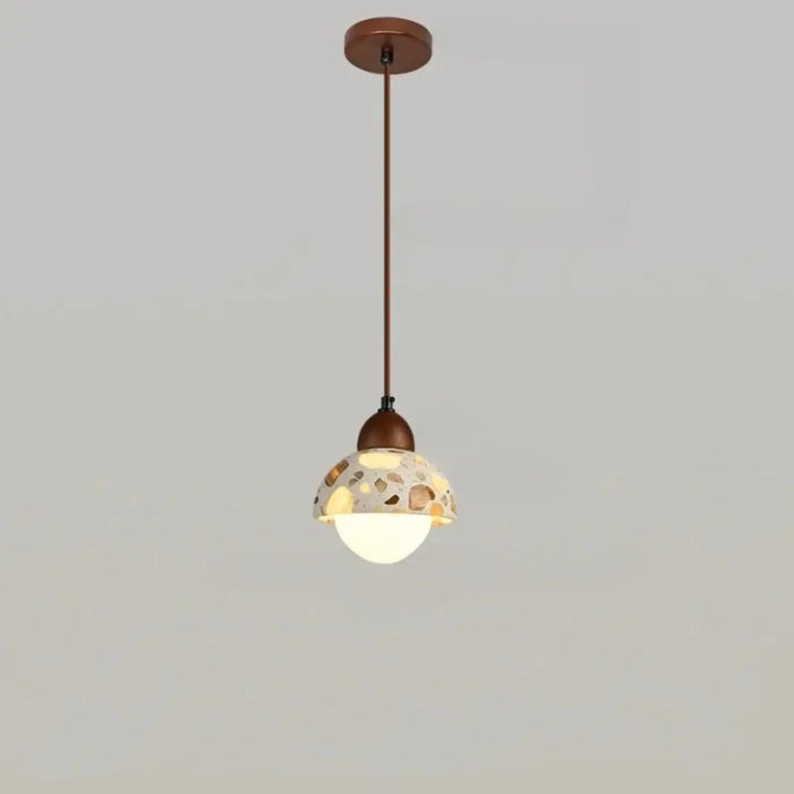 Suspension luminaire tosco avec abat-jour en verre mosaïque aux tons chauds et chaîne cordon réglable en bronze