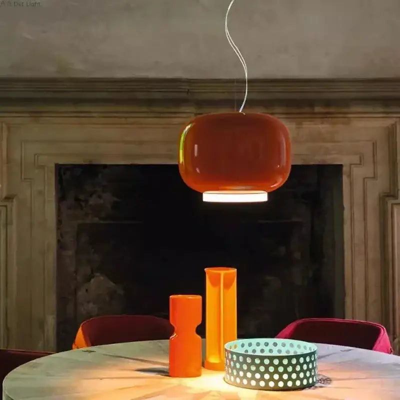 Suspension Luminaire Post Moderne Orange Verre Élégant
