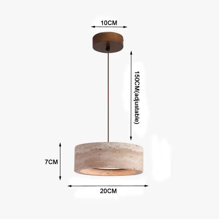 Suspension luminaire rond en pierre travertin design