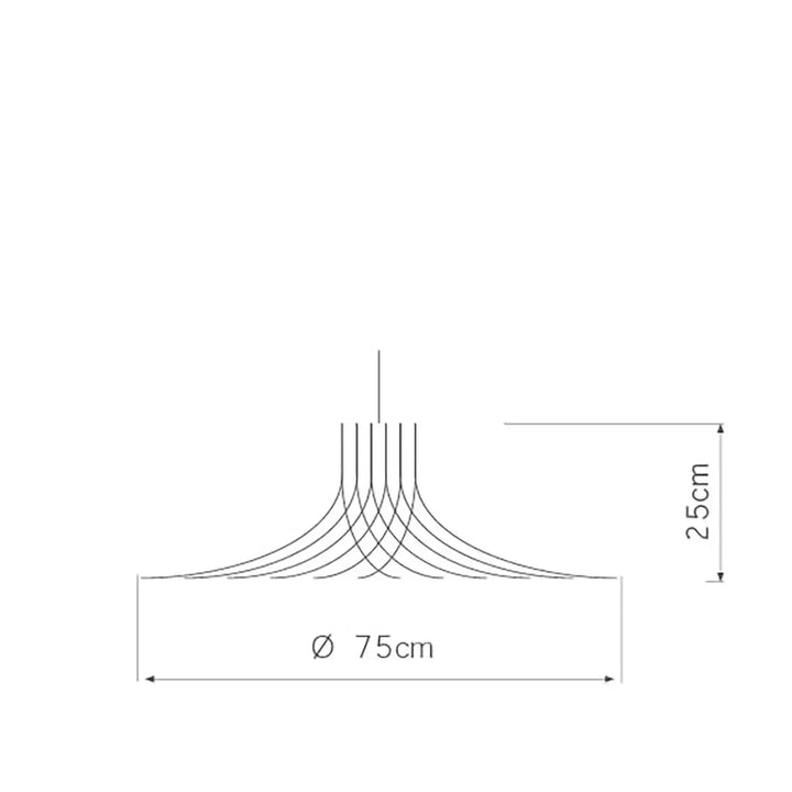 Suspension luminaire rotond piatoni en bouleau fsc avec bras courbés de 25 cm de haut et 75 cm de large