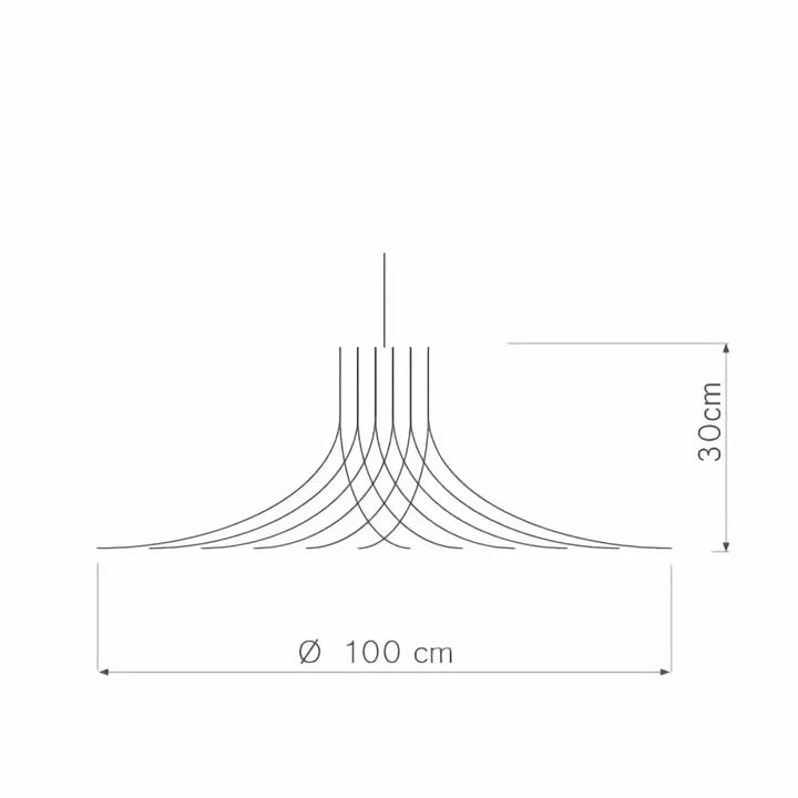 Suspension luminaire rotond piatoni en bouleau fsc avec design minimaliste courbé, 100 cm de diamètre sur 30 cm de haut