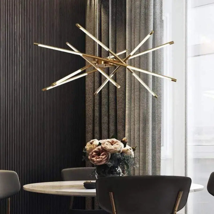 Suspension Luminaire Salon Design Tubes Croisés