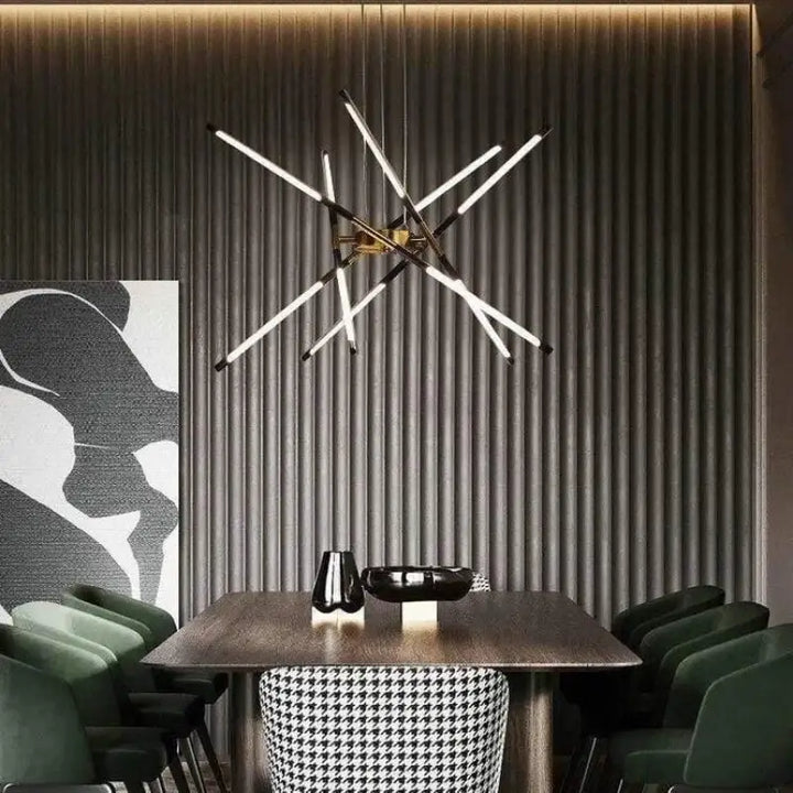 Suspension Luminaire Salon Design Tubes Croisés