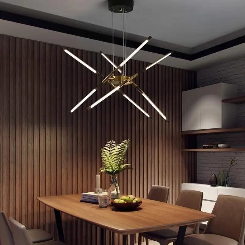 Suspension Luminaire Salon Design Tubes Croisés