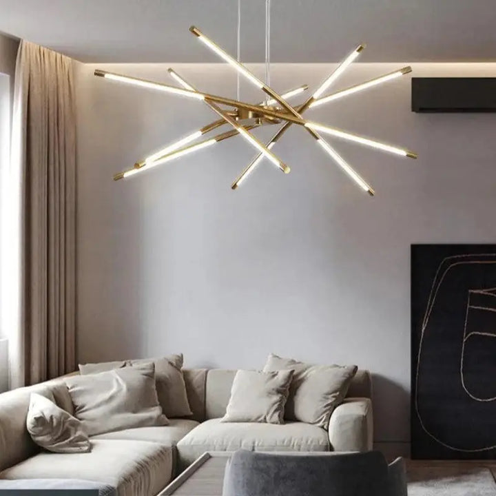 Suspension Luminaire Salon Design Tubes Croisés