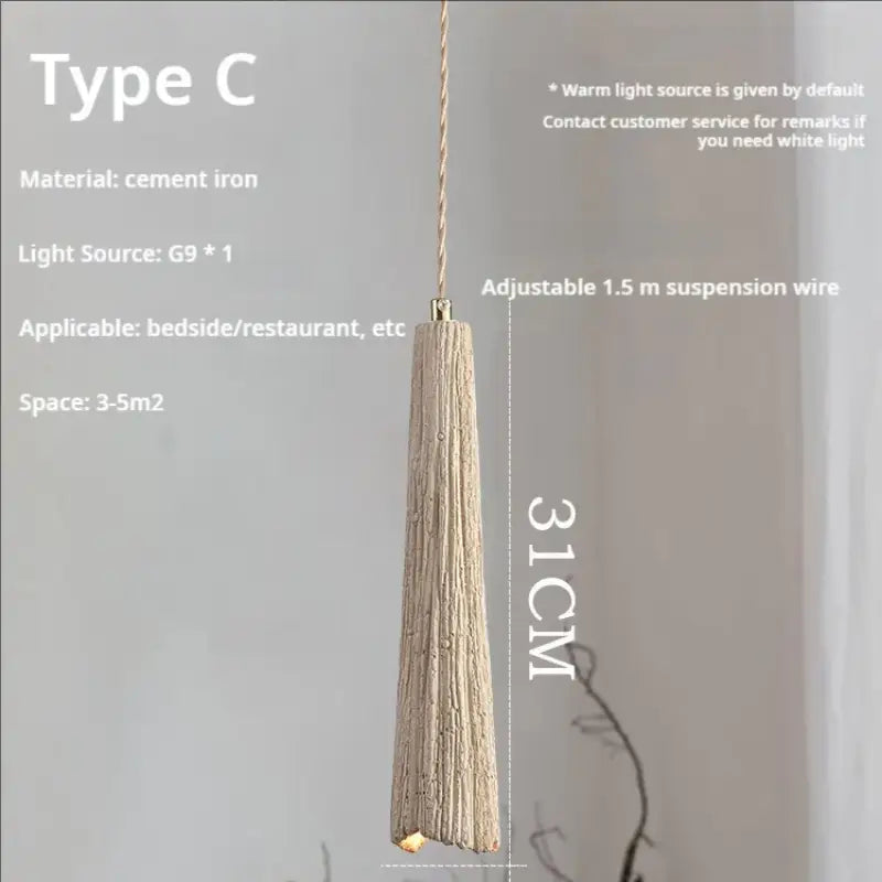 Suspension scandi chic ciment texturé et doré beige chic
