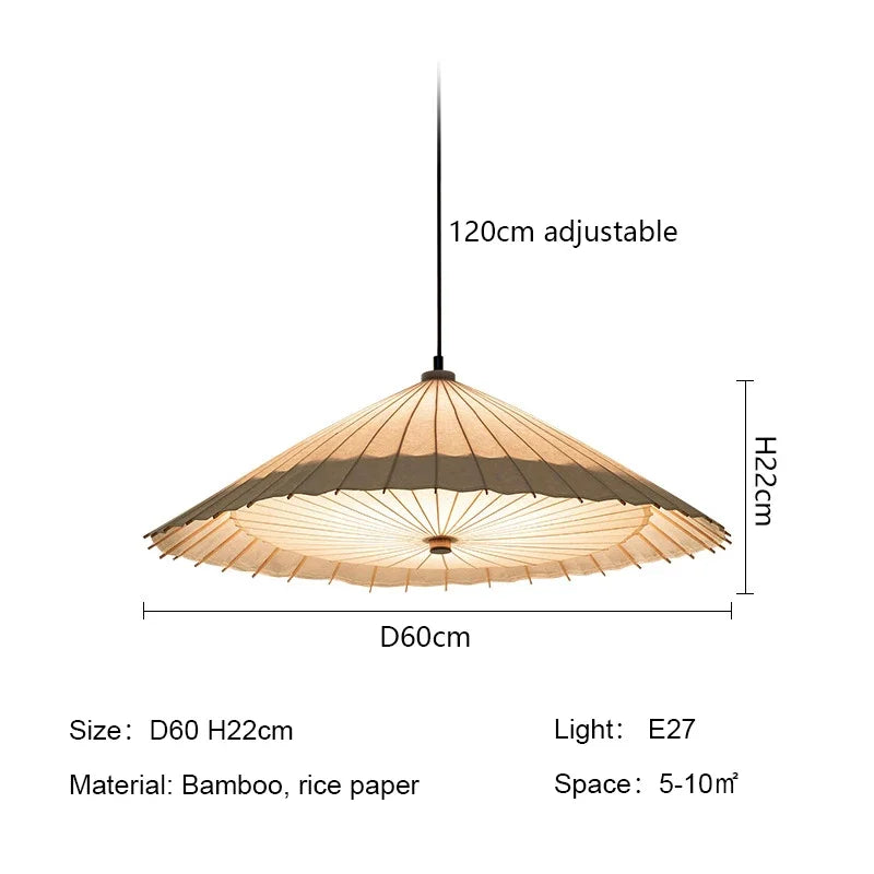 Suspension luminaire style japonais en papier naturel zen