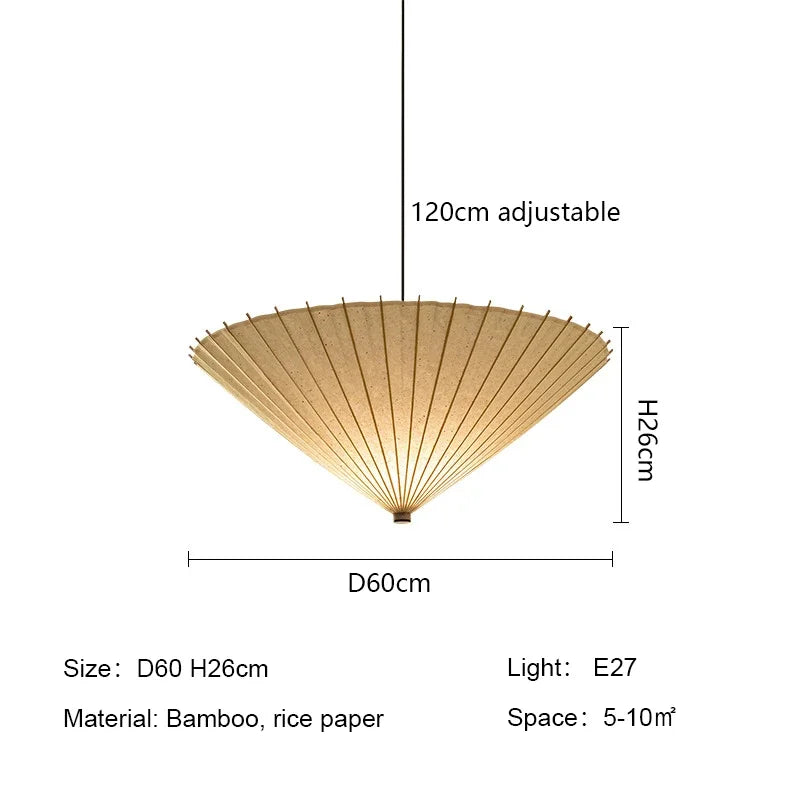 Suspension luminaire style japonais en papier naturel zen