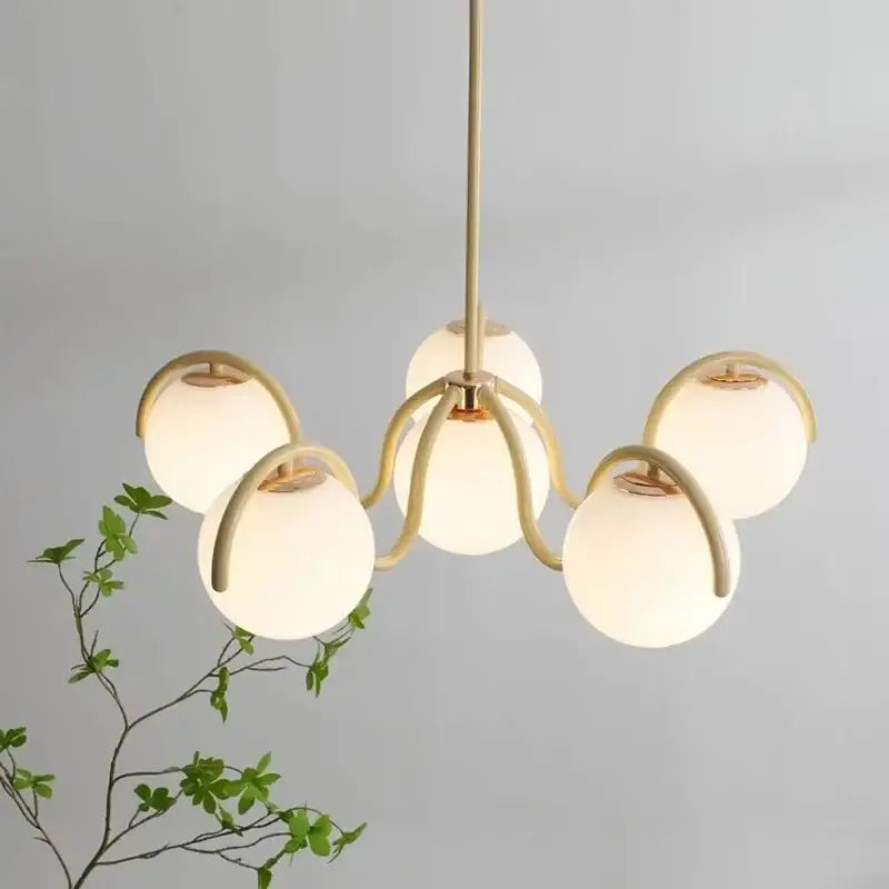 Suspension Luminaire À Support Avec 6 Boules Rondes Métal Verre