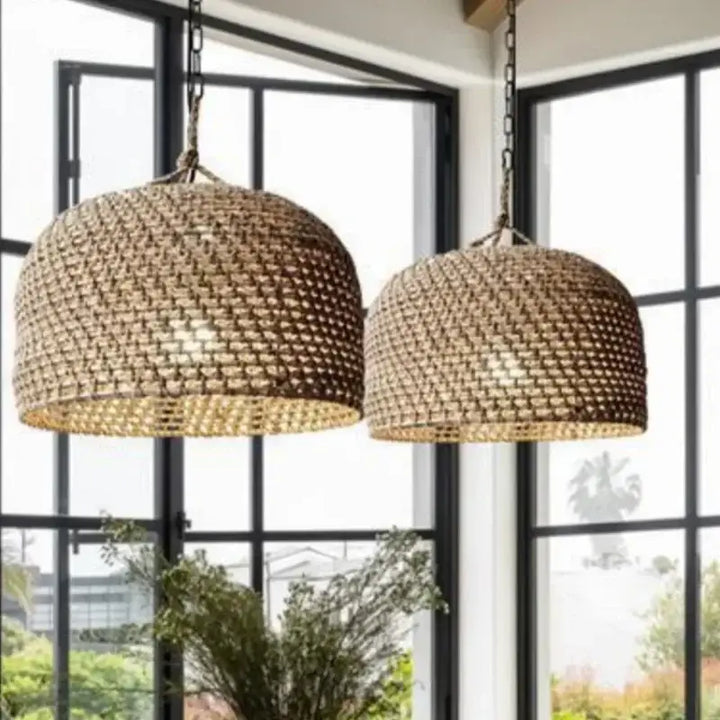 Suspension luminaire tissée en osier design moderne