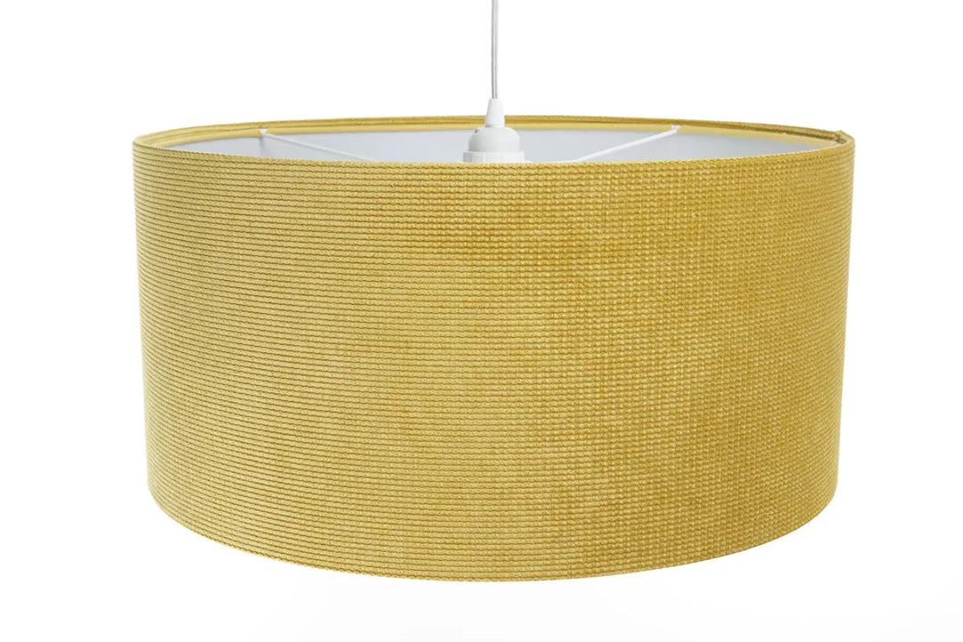 Suspension luminaire glamour structural velour en tissu jaune avec abat-jour tissé texturé pour décoration intérieure prend