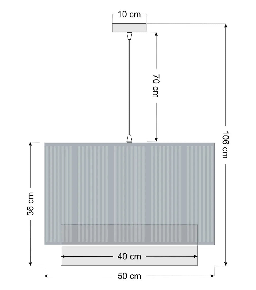 Suspension luminaire gris avec rainures verticales et support plafond 10 cm carré style moderne chic tissu menthe