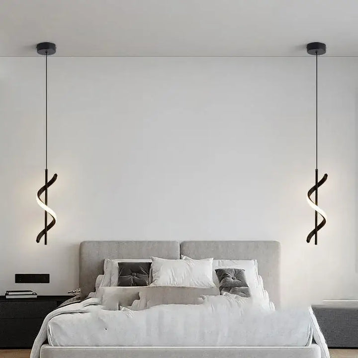 Suspension luminaire tourbillon LED pour chambre moderne

