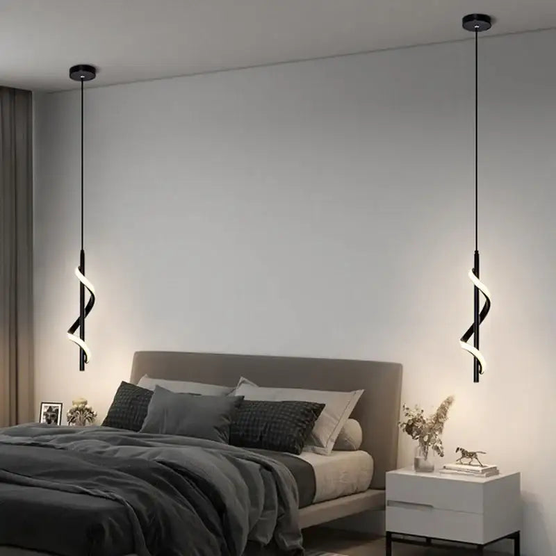 Suspension luminaire tourbillon LED pour chambre moderne

