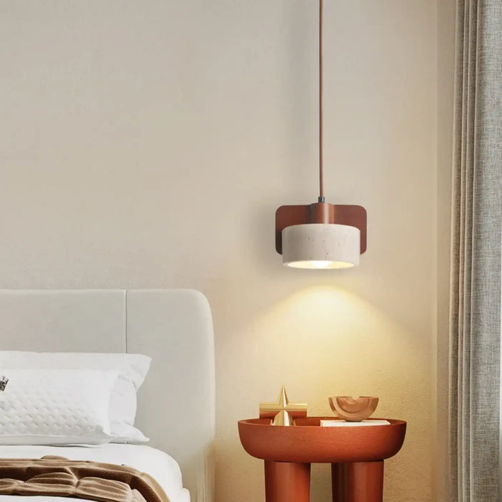 Suspension luminaire travertin design minimaliste naturel