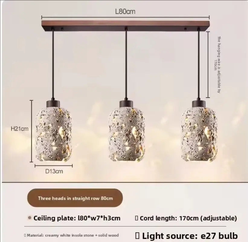 Suspension luminaire travertin en pierre avec led