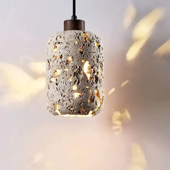 Suspension luminaire travertin en pierre avec led