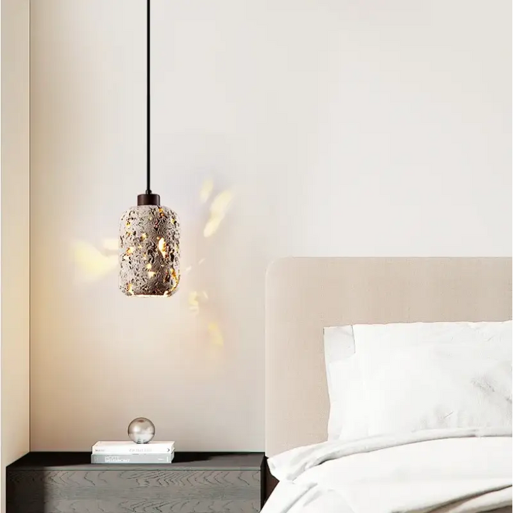 Suspension luminaire travertin en pierre avec led