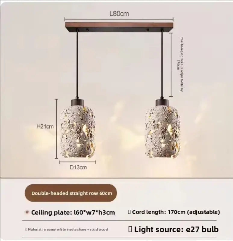 Suspension luminaire travertin en pierre avec led