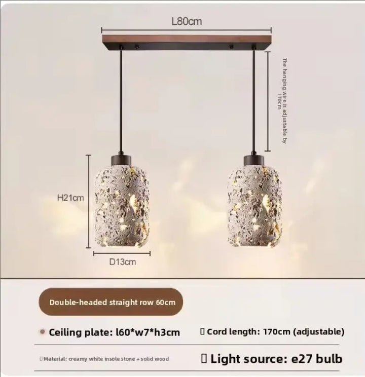 Suspension luminaire travertin en pierre avec led