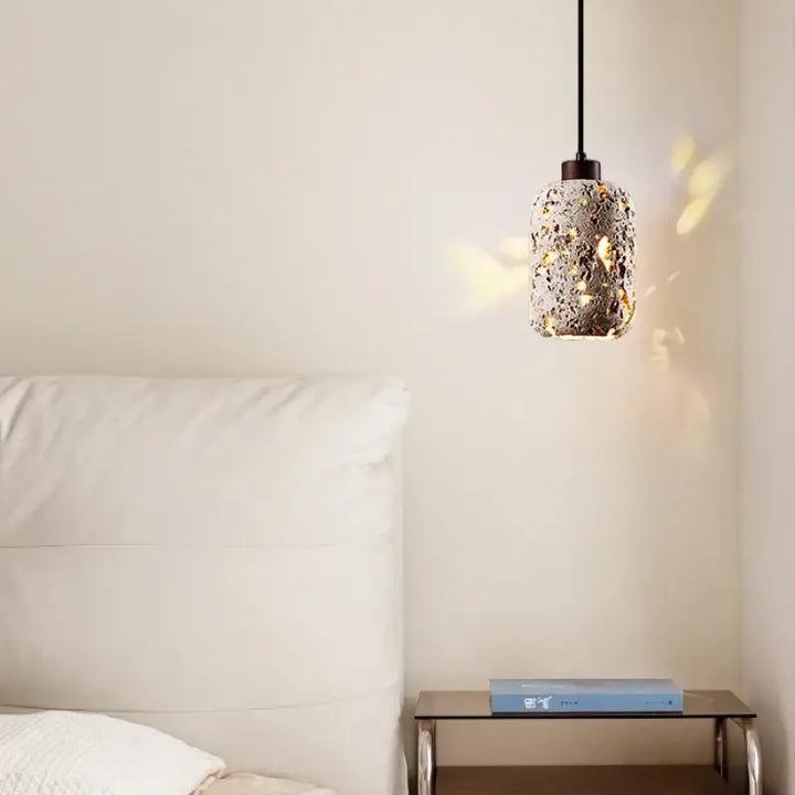 Suspension luminaire travertin en pierre avec led